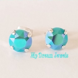 Oorstekers met Swarovski Turquoise Glacier Blue