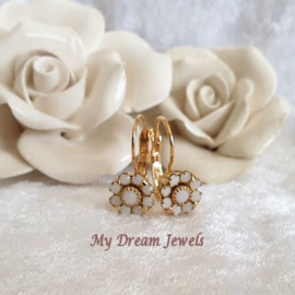 Oorbellen met Vintage Swarovski Flower White