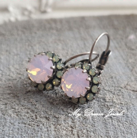 Oorbellen met Swarovski Rose Water Opal & Chrysolite Opal