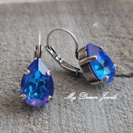 Oorbellen Belle met Swarovski Druppel 14x10mm"Crystal Royal Blue Delite "