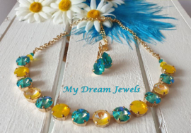 Ketting Swarovski Summer Sunshine Yellow/Turquoise