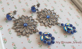 Vintage Stijl Filigree Oorstekers met Swarovski Sapphire