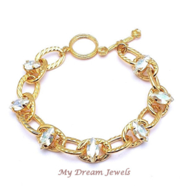 Schakelarmband "Gold & Moonlight "met Swarovski