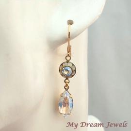 Oorhangers Vintage Swarovski White Opal/Crystal Moonlight