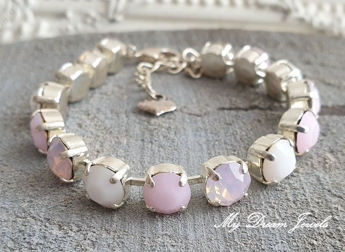 Armband Alison "Soft Pink & White" met Swarovski Crystal