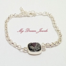 Zilverkleurige Armband Charina Silver Night met Swarovski Crystal