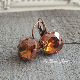 Oorbellen Square met Swarovski Crystal Copper