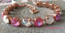 Armband Alison " Crystal Pink Delite  " met o.a. Swarovski Crystal