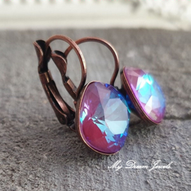 Oorbellen Square met Swarovski "Crystal Burgundy Delite "