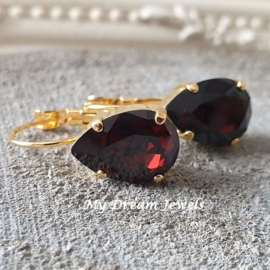 Oorbellen Belle met Swarovski druppel "Mocca"