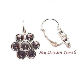 DQ Oorbellen Flower Zilverkleur voor Swarovski puntsteen PP32  4,0mm