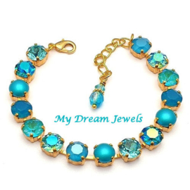 Armband Alison " Pearl Blue Lagoon " met Swarovski Crystal Maat L