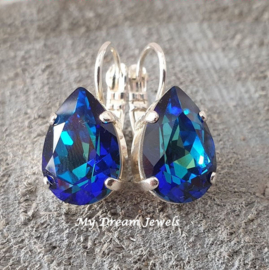 Oorbellen Belle met Swarovski Druppel "Crystal Bermuda Blue"