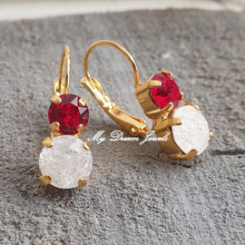 Oorbellen Lara " Red Crystal Ice " met o.a. Swarovski Crystal