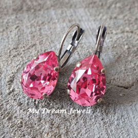 Oorbellen Belle met Swarovski Druppel "Rose"