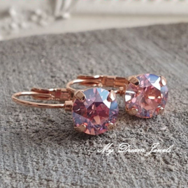 Oorbellen Alison met Swarovski " Light Rose Moonlight "