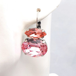 Oorbellen Peach en Light Rose met Swarovski Crystal