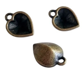 DQ Hanger Hart Antiek Bronskleurig voor Swarovski Hart 11x10mm