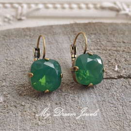 Oorbellen Square met Swarovski Palace Green Opal