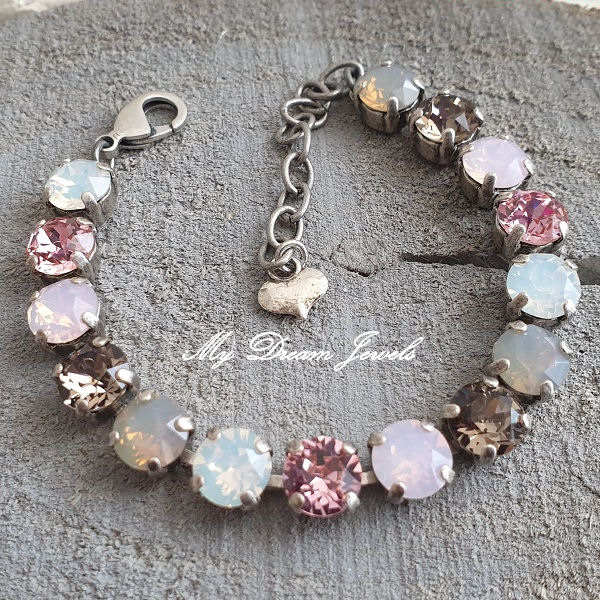 Armband Alison" Rose Opal & Greige "met Swarovski Crystal