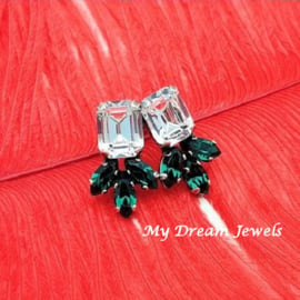 Oorstekers Emerald Green met Swarovski Crystal