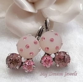 Oorbellen met Swarovski Light Rose & Greige