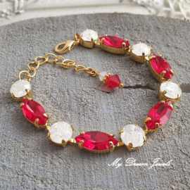 Armband Amy "Red Crystal Ice " met o.a. Swarovski Crystal