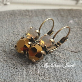 Oorbellen Lara met Swarovski "Golden Autumn "