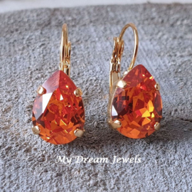 Oorbellen Belle met Swarovski " Tangerine Orange"