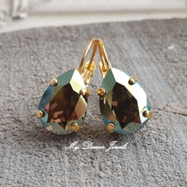 Oorbellen Belle met Swarovski Druppel "Crystal Iridescent Green"
