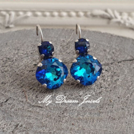 Oorbellen Square met Swarovski Crystal Bermuda Blue