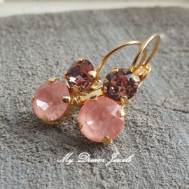 Oorrbellen Lara  met Swarovski "Blush Peach "