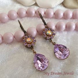 Oorhangers Vintage Swarovski Flower Violet