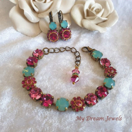 Armband Vintage Flower Fuchsia met Swarovski Crystal