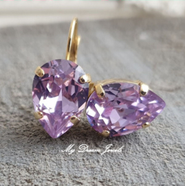 Oorbellen Becca met Swarovski Druppel "Violet"