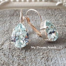 Oorbellen Belle met Swarovski Druppel "Light Azore"