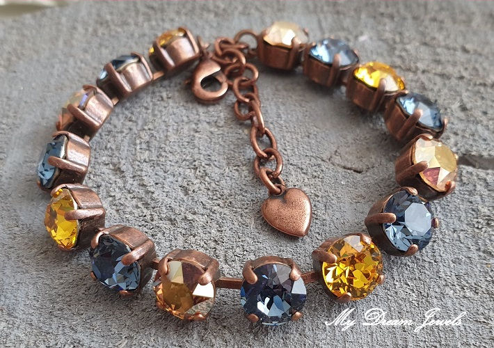 Armband Alison "Denim Gold Sunshine" met Swarovski Crystal