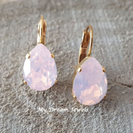 Oorbellen Belle verguld met Swarovski druppel "Rose Water Opal"