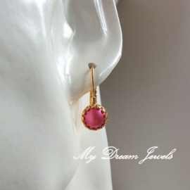 Oorbellen Crown met Swarovski Pearl Mulberry Pink