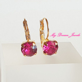 Oorbellen met Swarovski Fuchsia