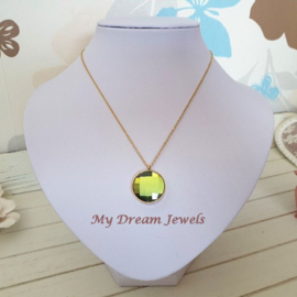 Rvs Ketting met een Vintage Swarovski Chessboard Sahara Limited