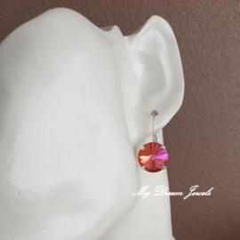 Oorbellen Rivoli met  Swarovski " Rose Brandy"
