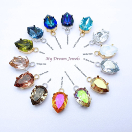 Stainless Steel Oorstekers (RVS) met een Swarovski Druppel in diverse kleuren