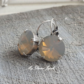 Oorbellen Rivoli met Swarovski Light Grey Opal
