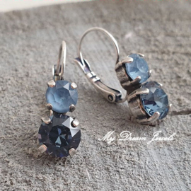 Oorbellen Lara met Swarovski  Denim Ignite & Denim Blue