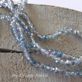 Facet kralen Light Steel Blue Rainbow 6x4mm per streng