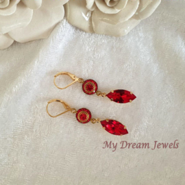 Oorhangers Vintage Swarovski Light Red