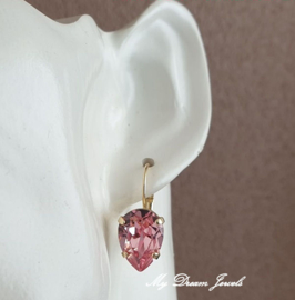 Oorbellen Becca met Swarovski Druppel "Light Rose"