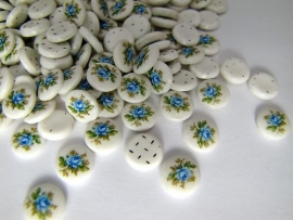 Vintage Cabochon Flower Blauw 10mm Limited
