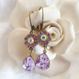 Oorhangers Vintage Swarovski Flower Violet